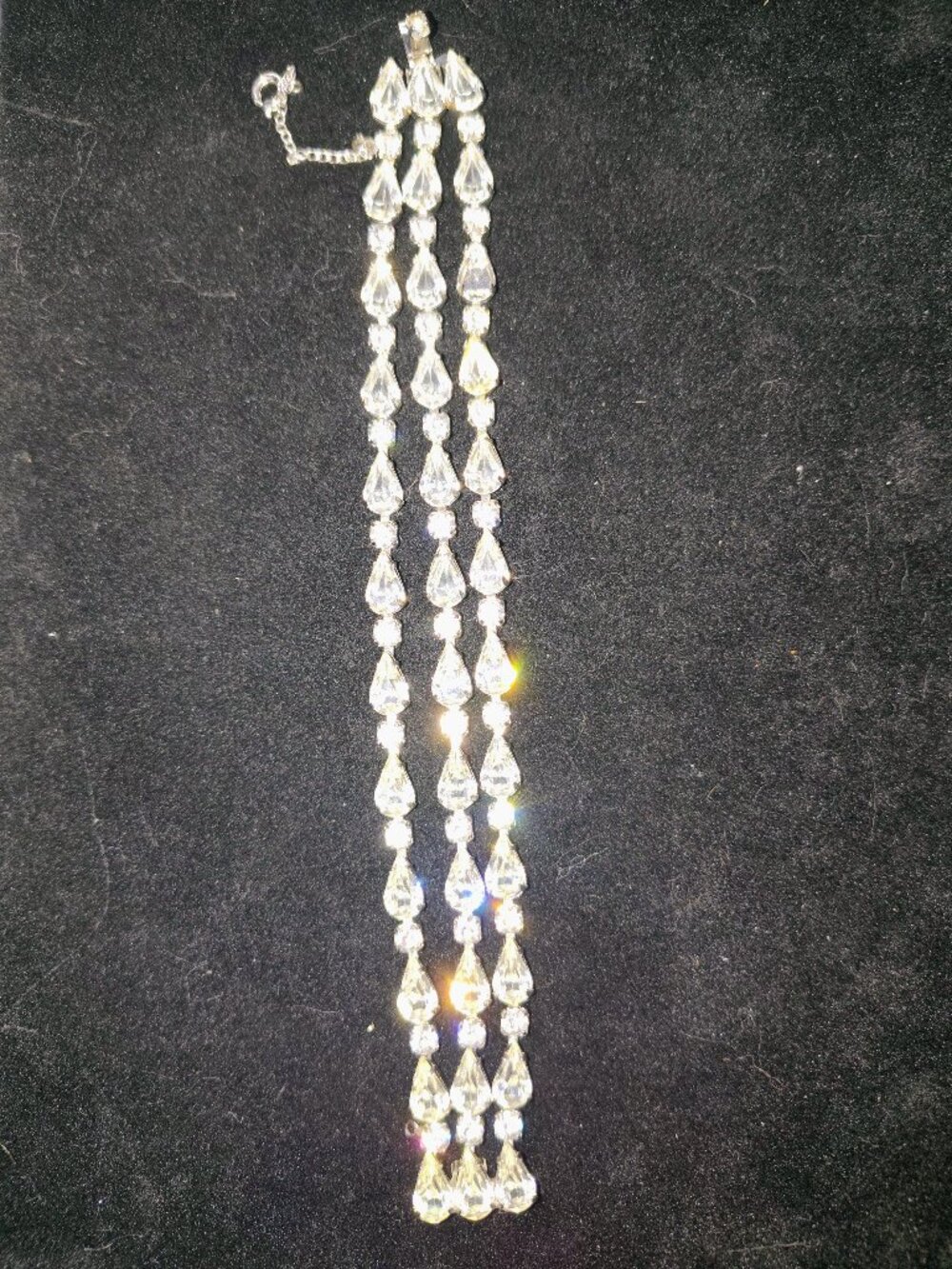 Vintage 1950s–60s Multi‑Strand Rhinestone Bracelet – Pear‑Cut Waterfall Design